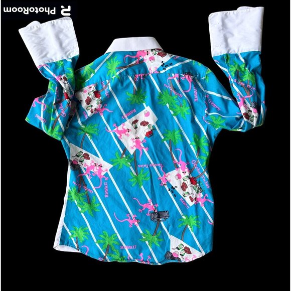 VTG Hand Tailored  Kaseys Tuxedo Shirt Small  Hawaii Gecko Palm Tree Pro… - Picture 4 of 12